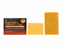 Load image into Gallery viewer, Kojic & Turmeric Bar Soap + 1 African Net For All Skin Types , 2 Bars, 5 oz