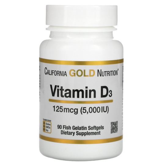 Vitamin D-3, 125 mcg (5,000 IU), 90 Softgels
