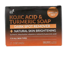 Load image into Gallery viewer, Kojic &amp; Turmeric Bar Soap + 1 African Net For All Skin Types , 2 Bars, 5 oz
